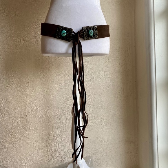 Vintage Streets Ahead suede and turquoise belt Size M/L - Picture 2 of 10